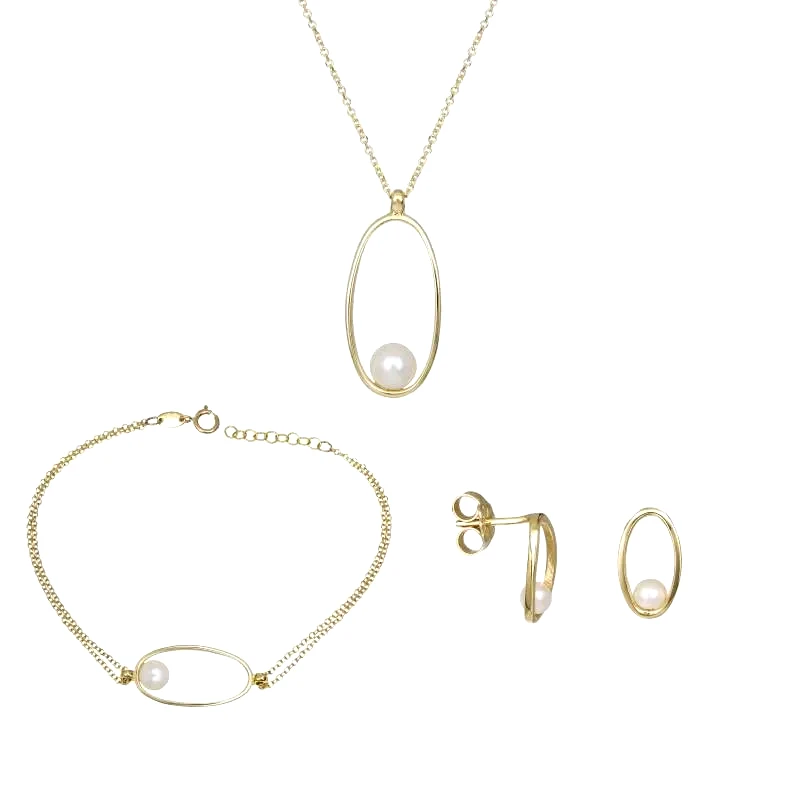 Χρυσό Σετ Γάμου-Αρραβώνα Κ14 με Οβάλ Μοτίφ SET031715 SET031715 Χρυσός 14 Καράτια