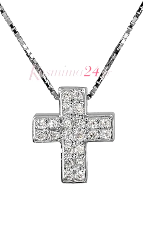 Βαπτιστικοί Σταυροί με Αλυσίδα Γυναικείος σταυρός με μπριγιάν Κ18 026077 026077 Χρυσός 18 Καράτια