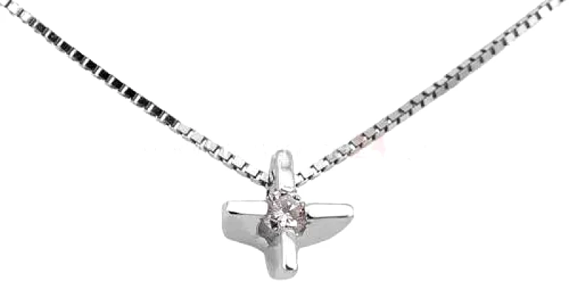 Λευκόχρυσος Σταυρός Κ18 με διαμάντι 000937 000937 Χρυσός 18 Καράτια