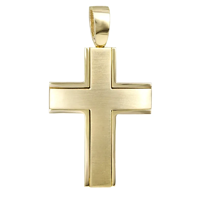 Σταυροί Βάπτισης - Αρραβώνα Ανδρικός σταυρός Κ18 χρυσός ματ 031434 031434 Χρυσός 18 Καράτια