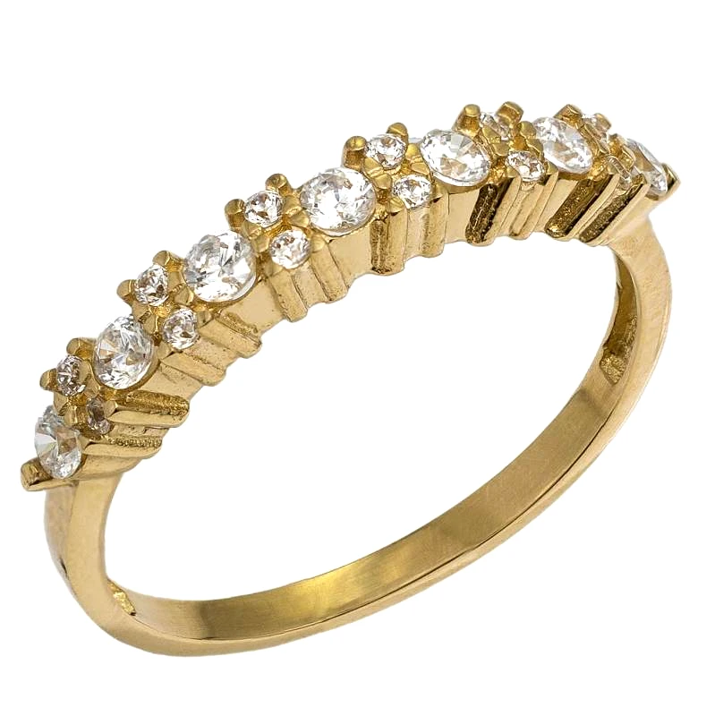 Χρυσό σειρέ δαχτυλίδι Κ14 με λευκές πέτρες ζιργκόν 050303 050303 Χρυσός 14 Καράτια