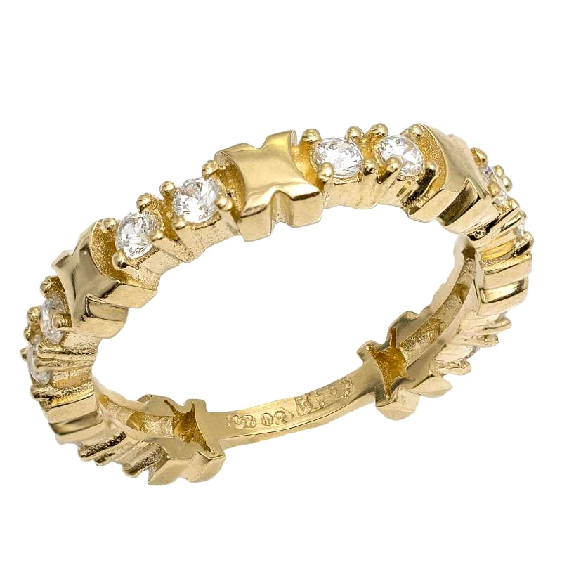 Χρυσό ολόβερο δαχτυλίδι Κ14 με πέτρες ζιργκόν 050234 050234 Χρυσός 14 Καράτια