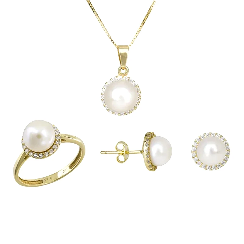 Σετ γάμου- αρραβώνα Κ14 με μαργαριτάρι SET001114C SET001114C Χρυσός 14 Καράτια