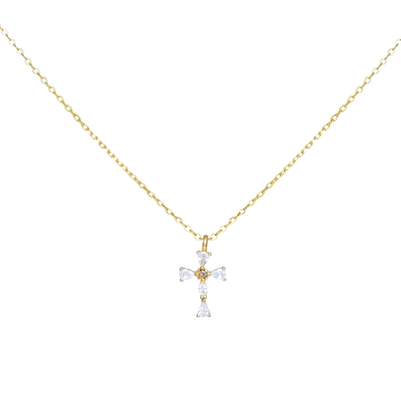 Επίχρυσο κολιέ σταυρουδάκι 925 με πέτρες ζιργκόν 050883 050883 Ασήμι