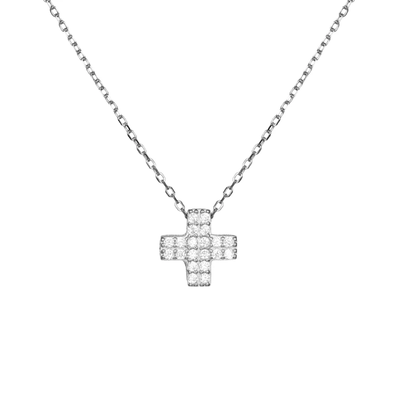 Ασημένιο κολιέ με πετράτο σταυρό 925 036315 036315 Ασήμι