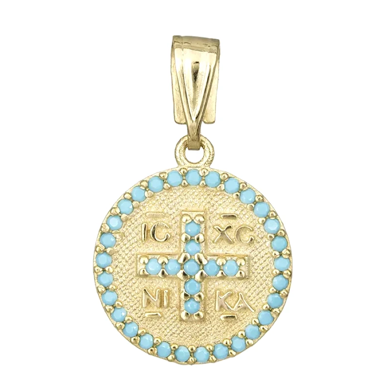 Χειροποίητο κωνσταντινάτο Κ14 με πέτρες τιρκουάζ 030257 030257 Χρυσός 14 Καράτια