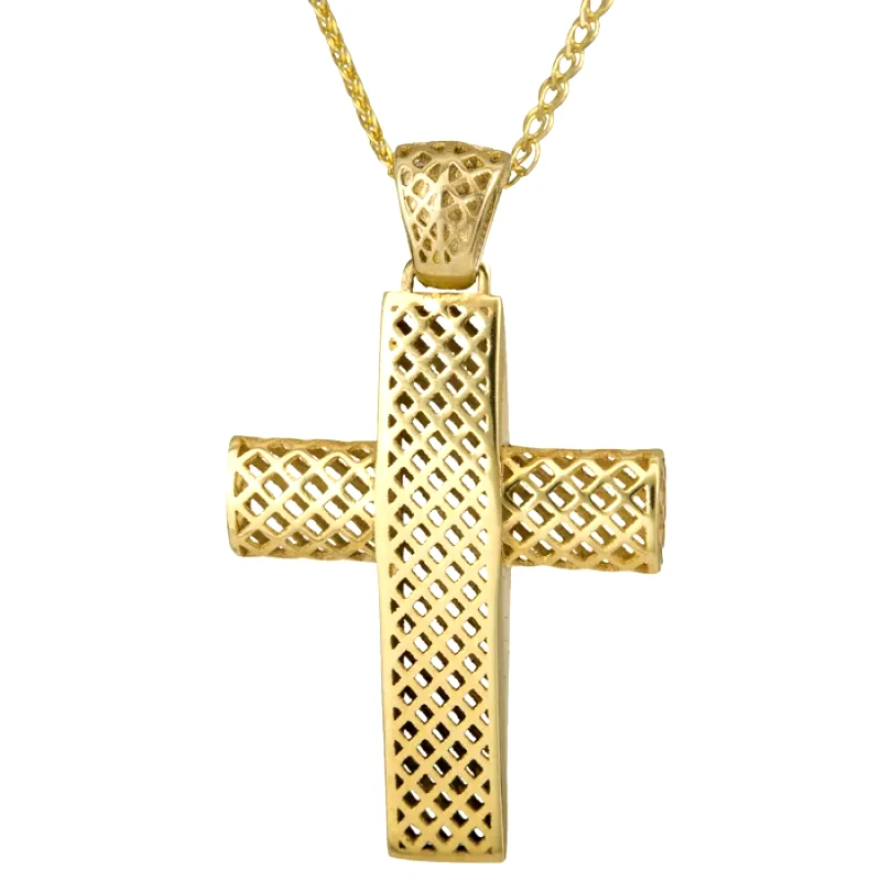 Βαπτιστικοί Σταυροί με Αλυσίδα Βαπτιστικός Χρυσός Σταυρός 14Κ με Αλυσίδα 014724C Χρυσός 14 Καράτια