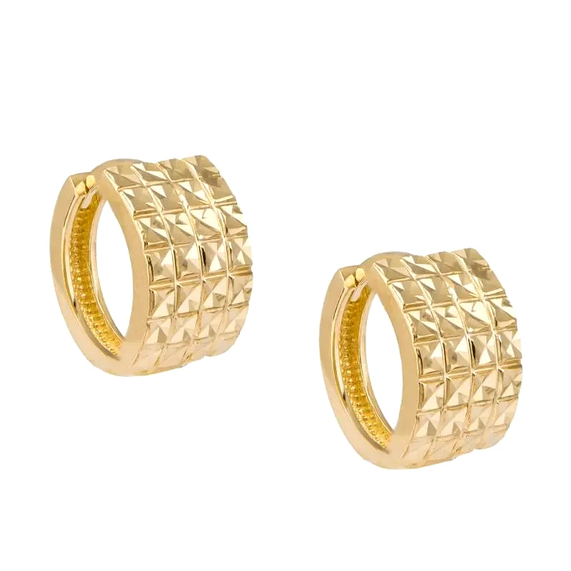 Χρυσά γυναικεία κρικάκια Κ14 διαμανταρισμένα 047327 047327 Χρυσός 14 Καράτια