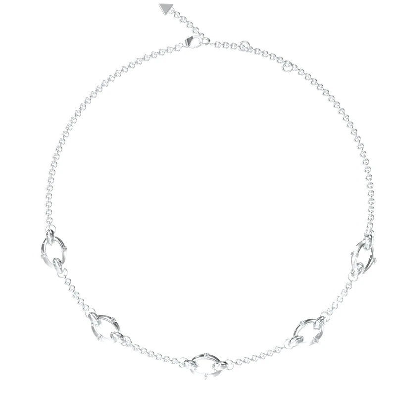 Ατσάλινο κολιέ με οβάλ κρίκους Guess Bamboo JUBN05167JWRHT/U JUBN05167JWRHT/U Ατσάλι
