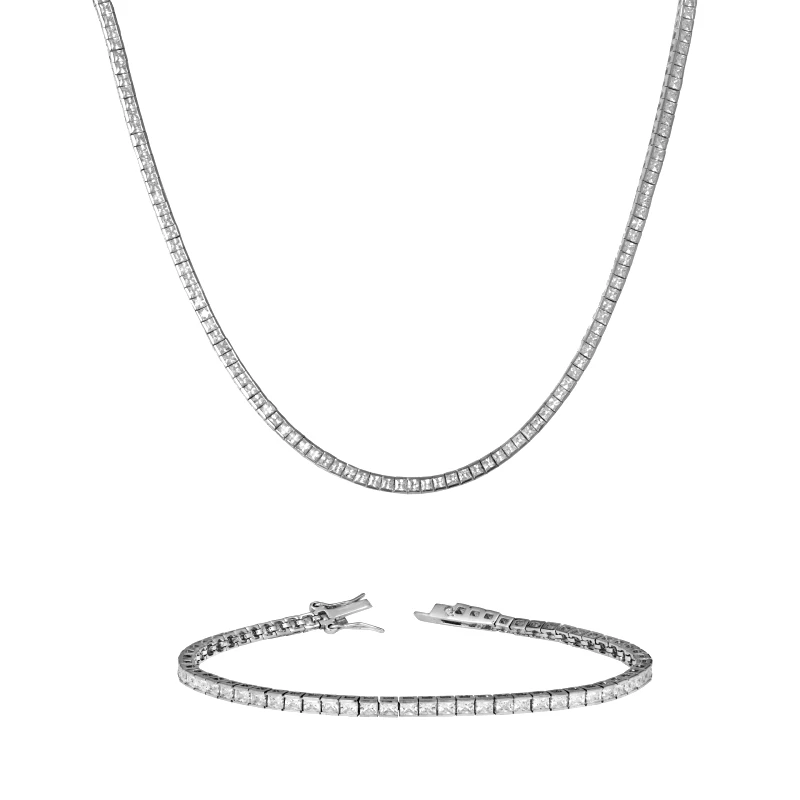 Ασημένιο σετ κοσμημάτων 925 ριβιέρα με λευκές πέτρες 050629 050629 Ασήμι