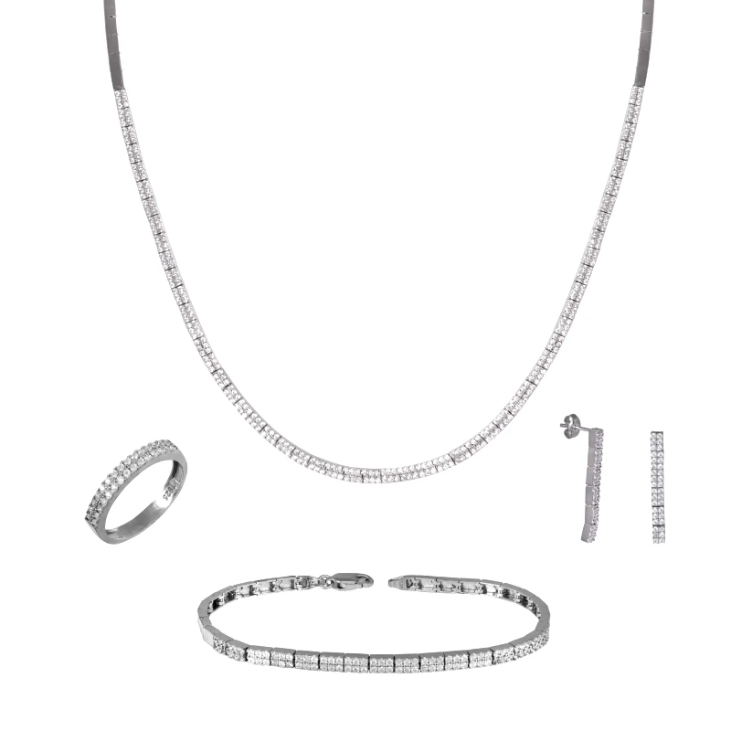 Ασημένιο σετ κοσμημάτων 925 ριβιέρες με λευκά ζιργκόν 051939 051939 Ασήμι