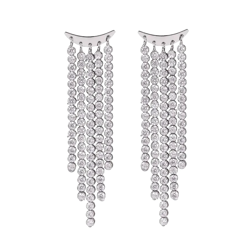 Ασημένια κρεμαστά σκουλαρίκια Vogue 925 με σειρές ζιργκόν 8616213 8616213 Ασήμι
