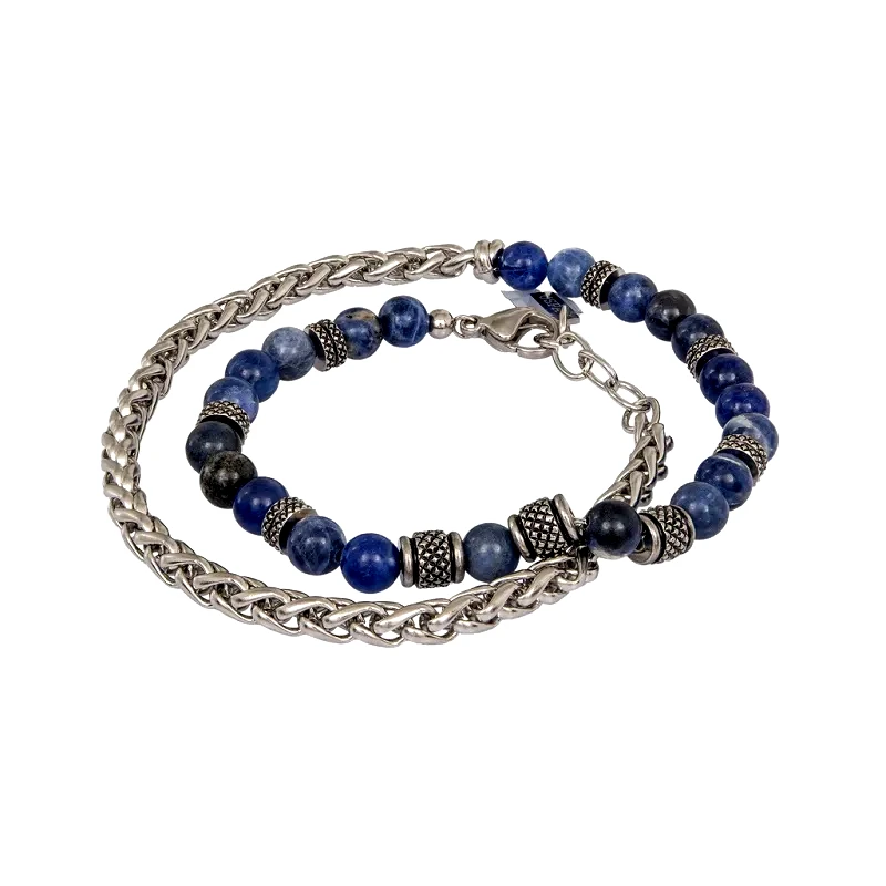 Ανδρικό διπλό βραχιόλι U.S POLO με μπλε μπίλιες από ανοξείδωτο ατσάλι JW9228BR JW9228BR Ατσάλι