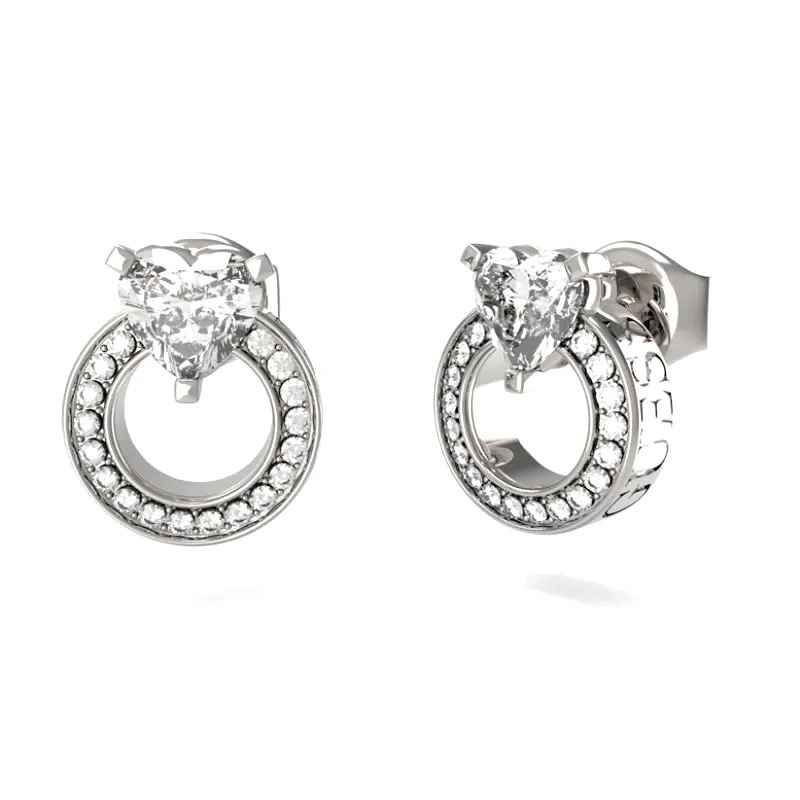 Σκουλαρίκια με καρδούλες Guess και πέτρες ζιργκόν JUBE04664JWRHT/U JUBE04664JWRHT/U Ατσάλι