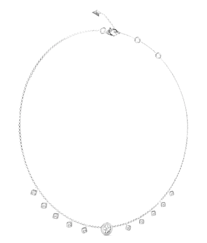 Γυναικείο κολιέ με λευκές πέτρες Guess steel 4G crush JUBN04155JWRHT/U JUBN04155JWRHT/U Ατσάλι