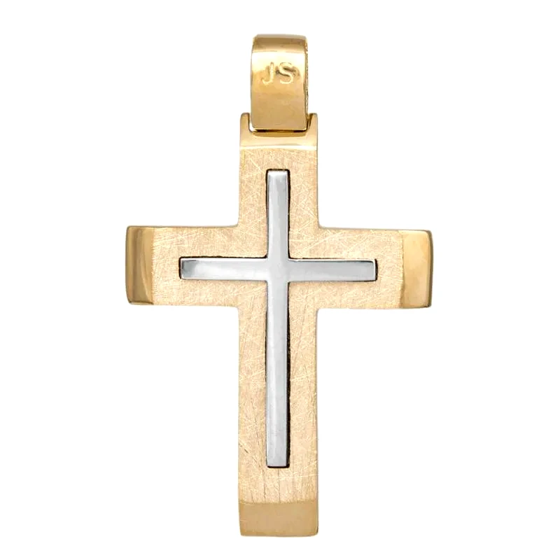 Σταυροί Βάπτισης - Γάμου Δίχρωμος ανδρικός σταυρός Κ14 047792 047792 Χρυσός 14 Καράτια