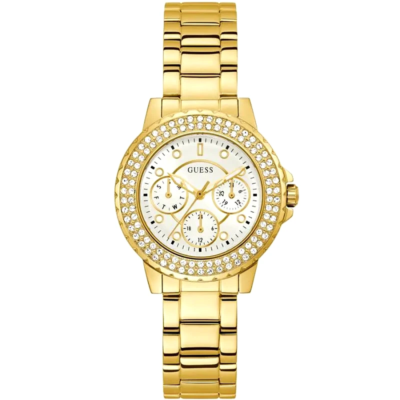 Επίχρυσο ρολόι Guess Crown Jewel Gold Stainless Steel GW0410L2 GW0410L2 Ατσάλι