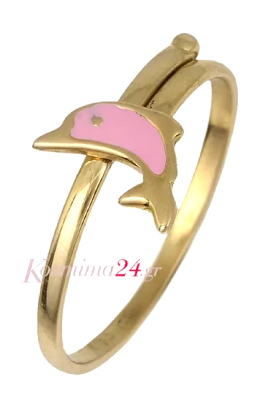 Παιδικό δαχτυλίδι με δελφίνι 017785 017785 Χρυσός 14 Καράτια