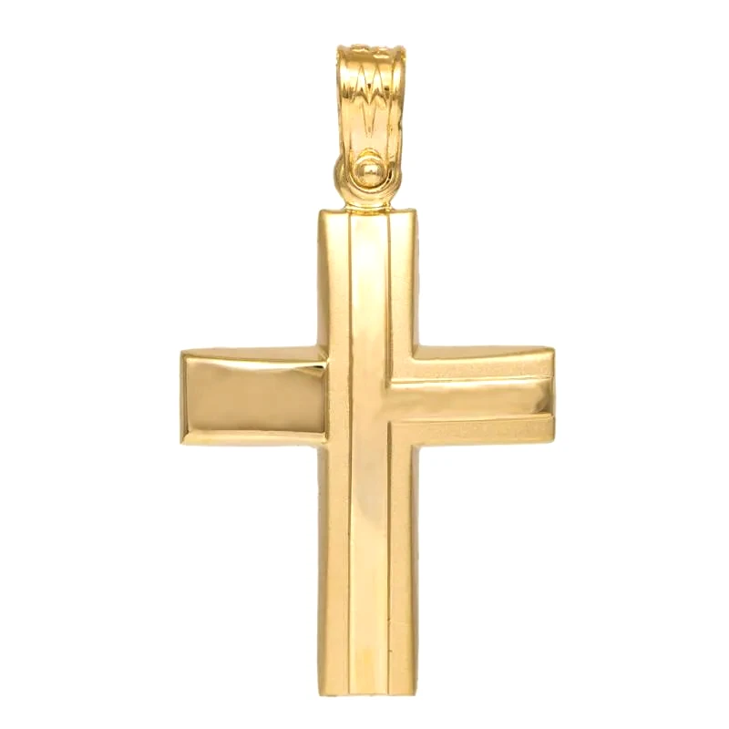 Σταυροί Βάπτισης - Γάμου Δίχρωμος ανδρικός σταυρός Κ14 διπλής όψης 049173 049173 Χρυσός 14 Καράτια