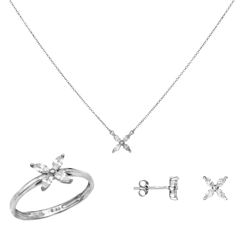 Λευκόχρυσο σετ αρραβώνα Κ14 με μοτίφ πεταλούδα SET042991 SET042991 Χρυσός 14 Καράτια