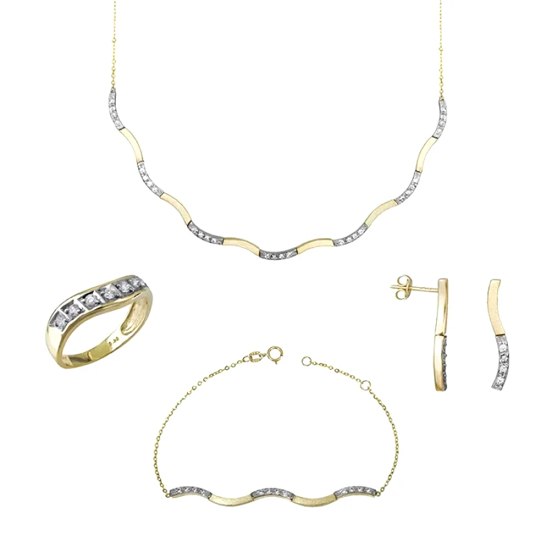 Χρυσό σετ γάμου- αρραβώνα Κ9 κυματιστό SET029660 SET029660 Χρυσός 9 Καράτια