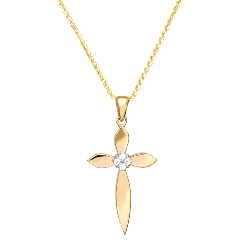 Σταυροί Βάπτισης - Γάμου Γυναικείος σταυρός με ζιργκόν Κ14 με αλυσίδα 048799C 048799C Χρυσός 14 Καράτια