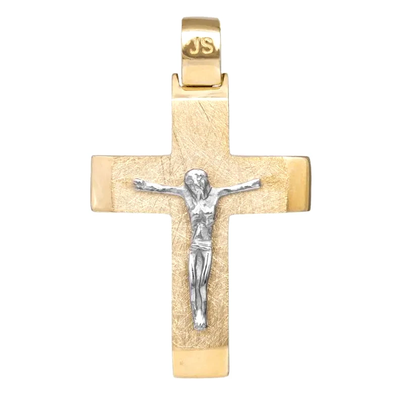 Σταυροί Βάπτισης - Γάμου Δίχρωμος ανδρικός σταυρός Κ14 με τον Εσταυρωμένο 047791 047791 Χρυσός 14 Καράτια