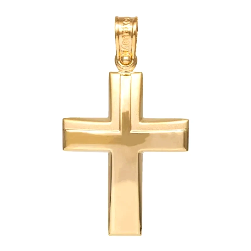 Σταυροί Βάπτισης - Γάμου Χρυσός λουστρέ σταυρός Κ14 με ματ λεπτομέρεια 049172 049172 Χρυσός 14 Καράτια