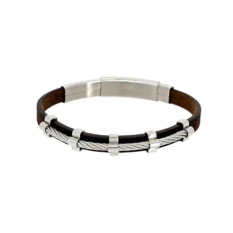 Brown Leather Bracelet US POLO STEEL JW9000BR JW9000BR Ατσάλι