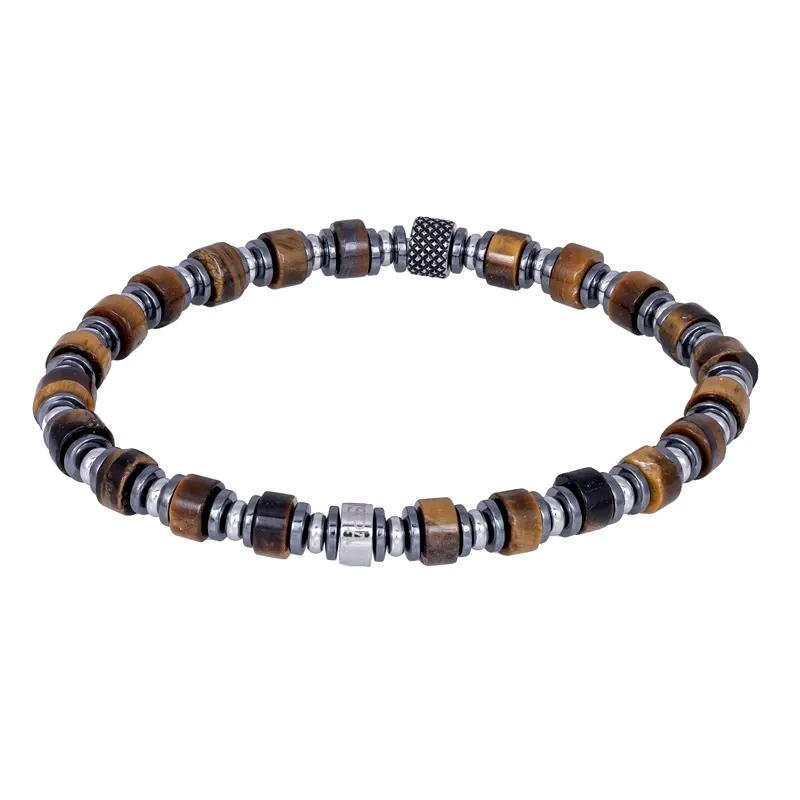 Βραχιόλι ανδρικό U.S POLO με καφετί πέτρες JW9264BR JW9264BR Ατσάλι