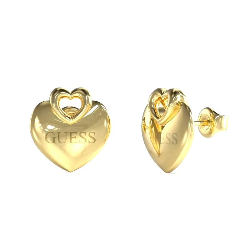 Γυναικεία σκουλαρίκια καρδιές Guess Crazy In Love Stainless Steel JUBE05218JWYGT/U JUBE05218JWYGT/U Ατσάλι