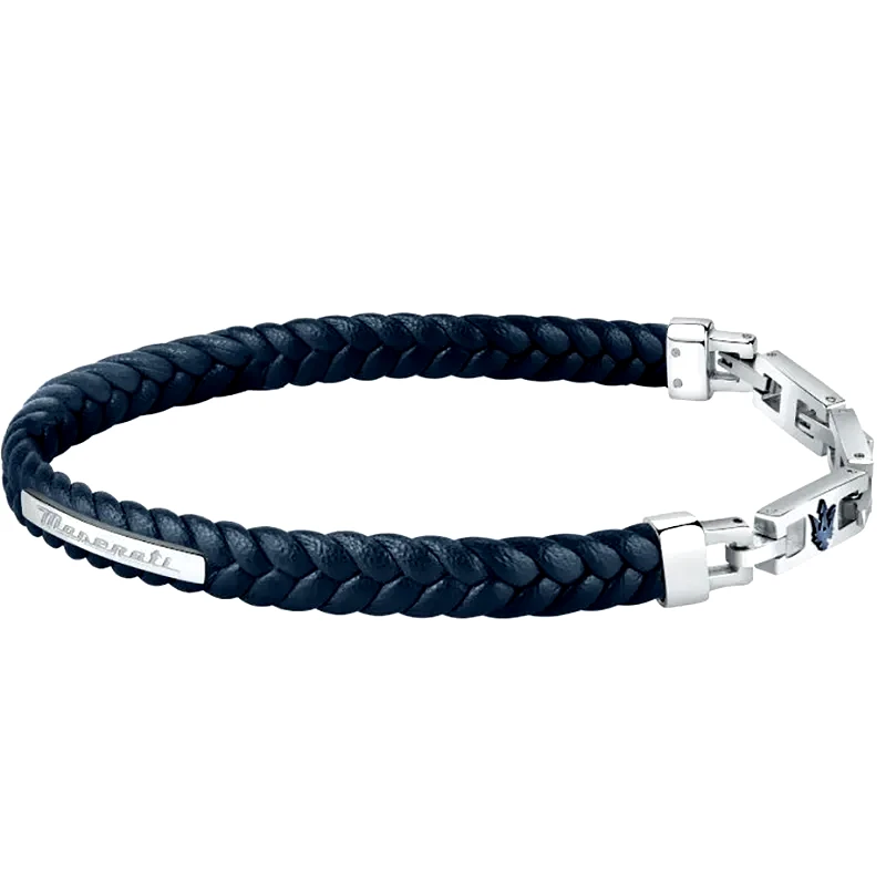 Maserati μπλε βραχιόλι Recycled Leather JM222AVE04 JM222AVE04 Ατσάλι