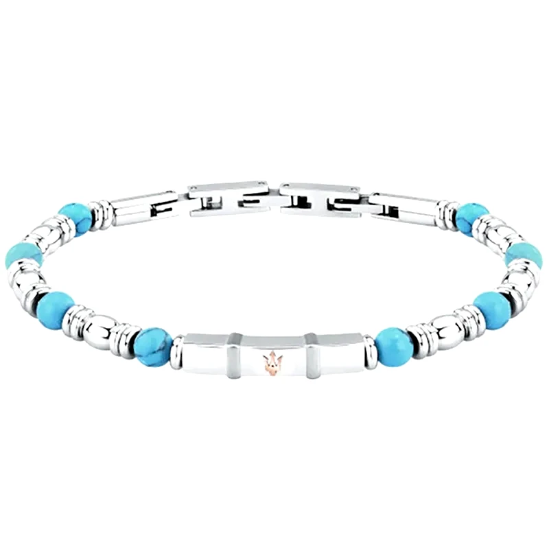 Βραχιόλι ανδρικό Maserati με τιρκουάζ πέτρες Stainless Steel JM324AVD44 JM324AVD44 Ατσάλι