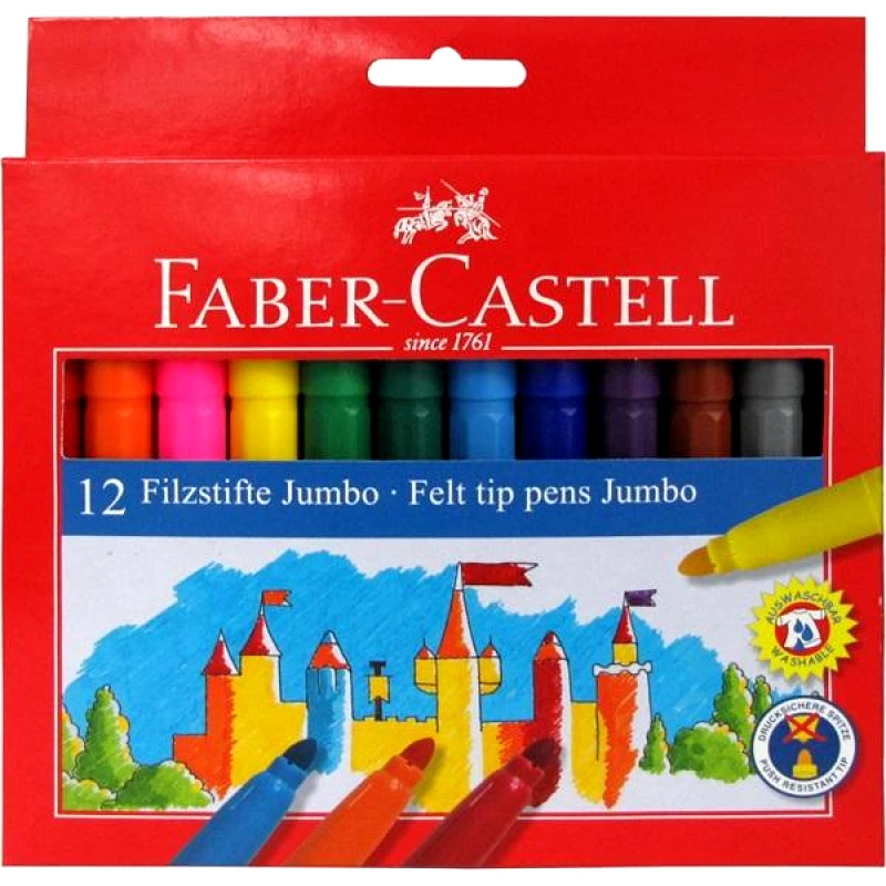 ΜΑΡΚΑΔΟΡΟΙ FABER CASTELL FIBRE-TIP JUMBO 12TEM