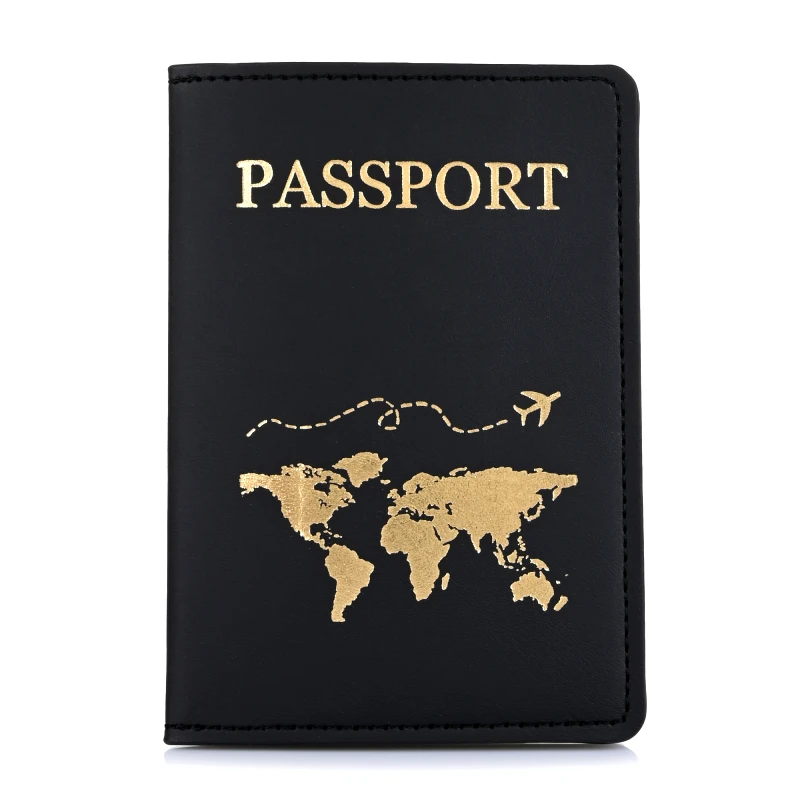 BrandBags Θήκη Διαβατηρίου Brandbags Travel Collection Gold World Map Μαύρο