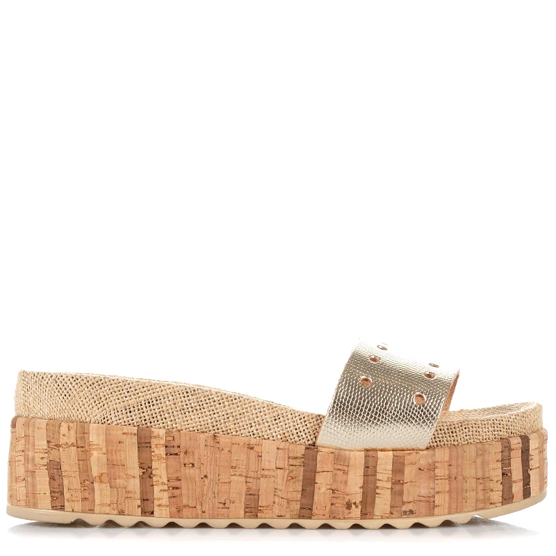 Dolce Δερμάτινα Flatforms Dolce 73F143 Gold