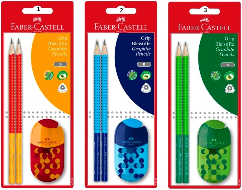 Faber Castell Faber Castell Μολύβια Grip Δίχρωμα 2Τμχ & Ξύστρα-Γόμα Combi-3 Χρώματα (12309768)