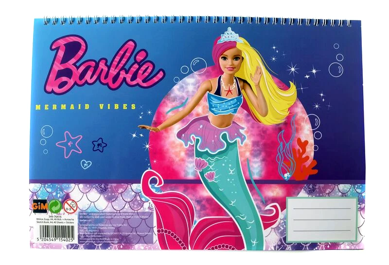 GIM Barbie Μπλοκ Ζωγραφικής Α4 - 40 Φύλλα + Stickers (349-84416)