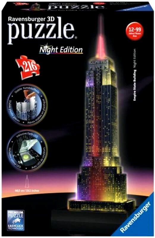 Ravensburger Παζλ 3D Empire State Building-Νυχτερινή Έκδοση (12566)