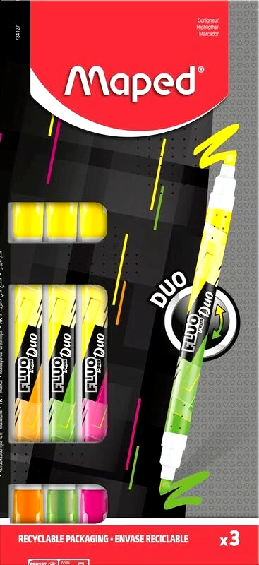 Maped Maped Υπογραμμιστές Fluo Duo 3Τμχ (734127)