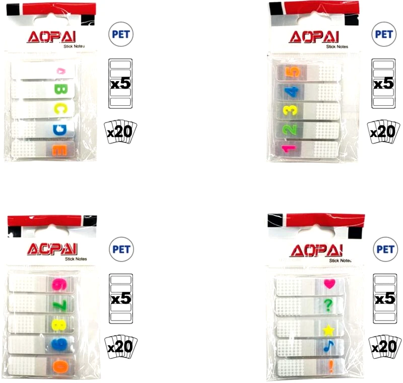 Sticky Notes Pet Διάφανοι 15x7cm 5Τμχ-5 Σχέδια (Σ3127)