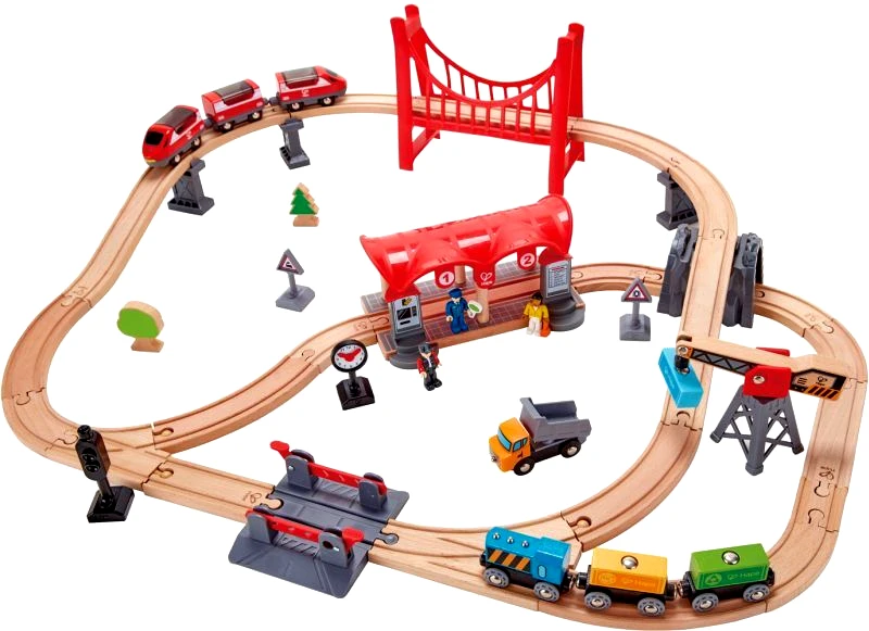Hape Hape Railway Ξύλινο Busy City Rail Set (E3730A)