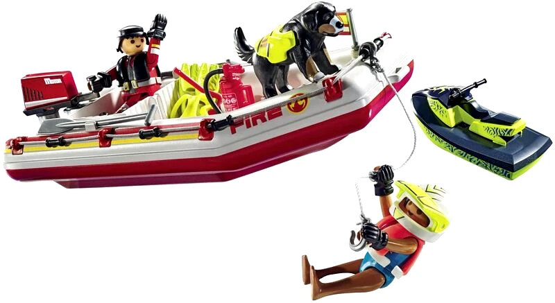 Playmobil Playmobil Φουσκωτό Σκάφος Πυροσβεστικής Με Θαλάσσιο Scooter (71464)
