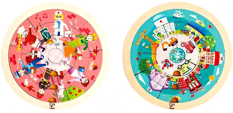 Hape Hape Happy Puzzles Ξύλινο Παζλ Jobs Roundabout Puzzle (E1624)