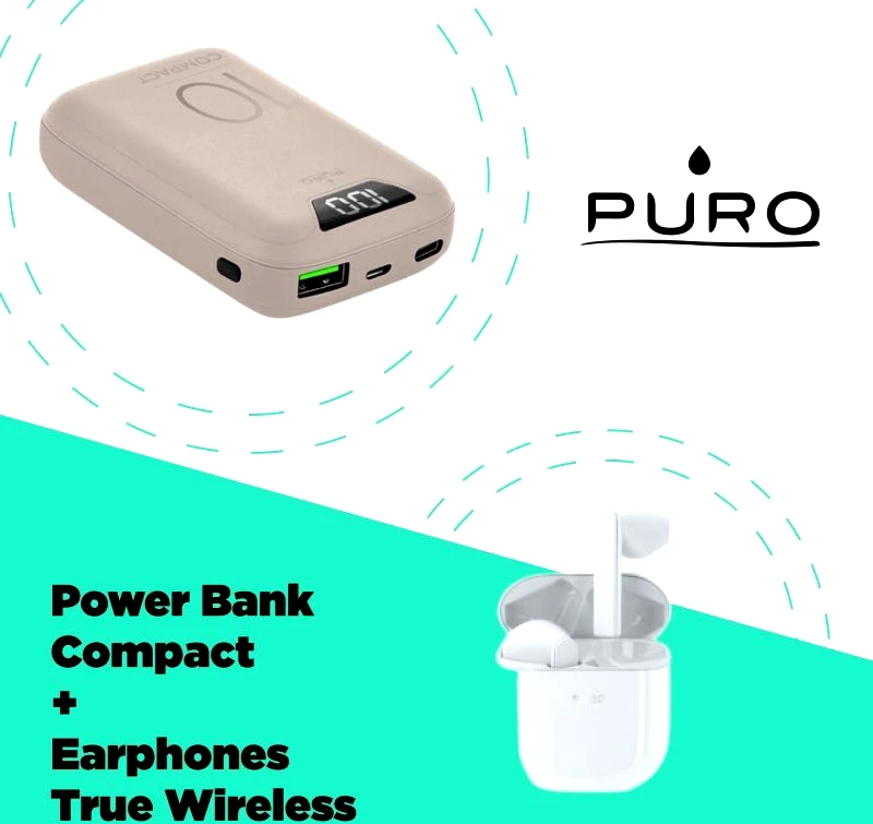 Puro Puro Bundle Ακουστικά Icon Pod 2 TW & Power Bank 10.000mAH Dove Grey (BT14100P8ROSE)
