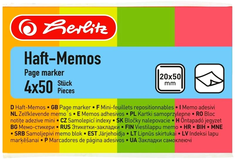 Herlitz Herlitz Σελιδοδείκτες Neon 20x50mm 200 Φύλλα (790642)