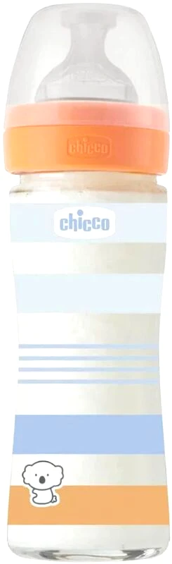 Chicco Chicco Μπιμπερό Γυάλινο Well Being Boy 240ml Θηλή Σιλικόνης 0m+ (A50-28721-21)