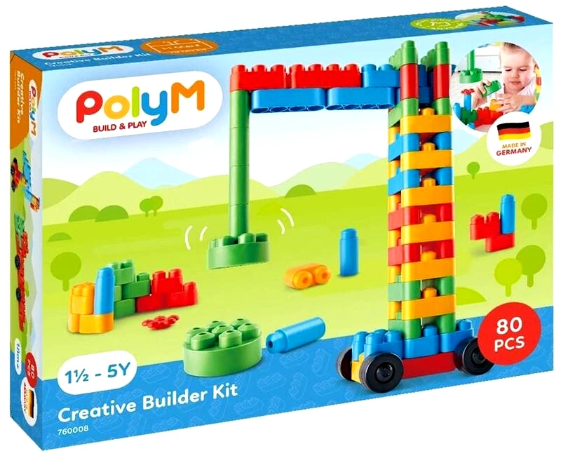 Hape Hape PolyM Σετ Κατασκευών Builder Kit 80Τμχ (760008)