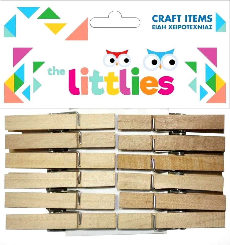 Διακάκης The Littlies Μανταλάκια Ξύλινα 48mm 12Τμχ (000646523)