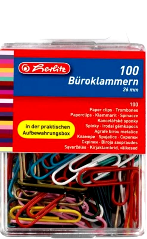 Herlitz Herlitz Συνδετήρες Μεταλλικοί Έγχρωμοι 100 Τμχ (8760811)